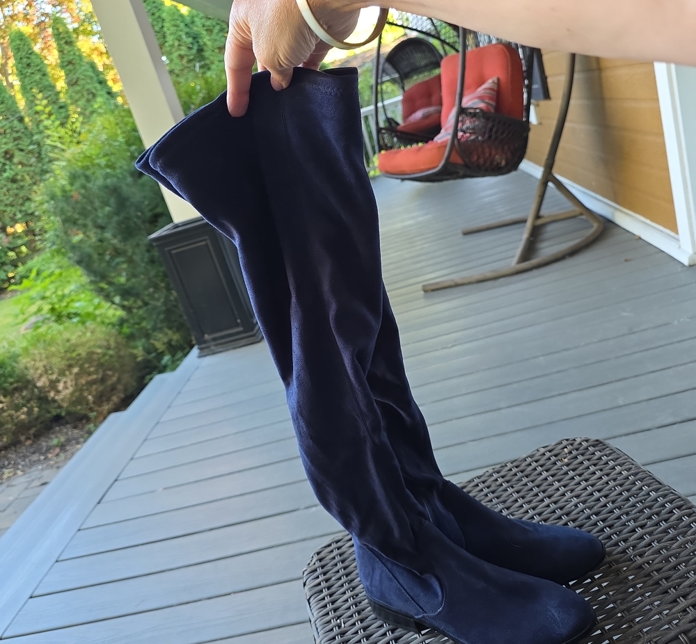 Tall Over-the-Knee Suede Boots in Dark Navy